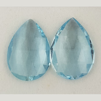21.62ct Pair of Briolette Cut Pear Shape Aquamarines 21x15mm