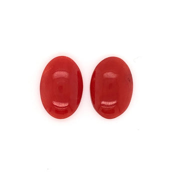 5.69ct Pair of Oval Cabochon Coral 13x9mm