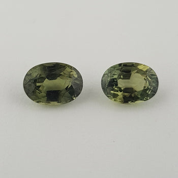 2.13ct Pair of Oval Faceted Green Sapphires 7x5mm