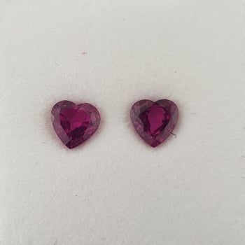 1.02ct Pair of Heart Shape Rubies 4.5x4.5mm