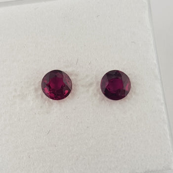0.66ct Pair of Round Faceted Rubies 3.8mm