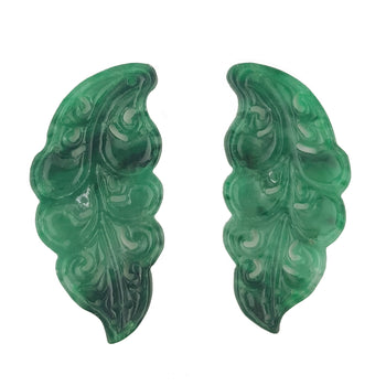 19.80ct Pair of Intricate Jade Carvings 36x27mm
