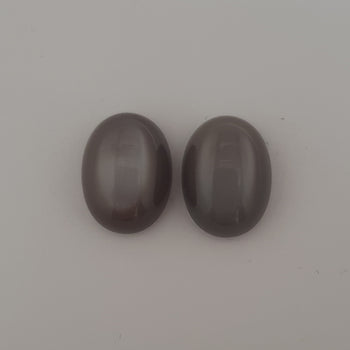 18.15ct Pair of Oval Cabochon Grey Moonstones 16x12mm